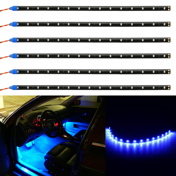 5pcs 30cm 12V 15LED Strip Light Flexible Waterproof Blue For Car Motor Vehicle B 